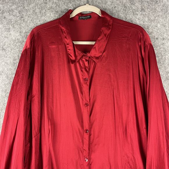 Eileen Fisher Silk Top Womens 3X Red Blouse Button Front Stretch Career Office - Picture 2 of 13